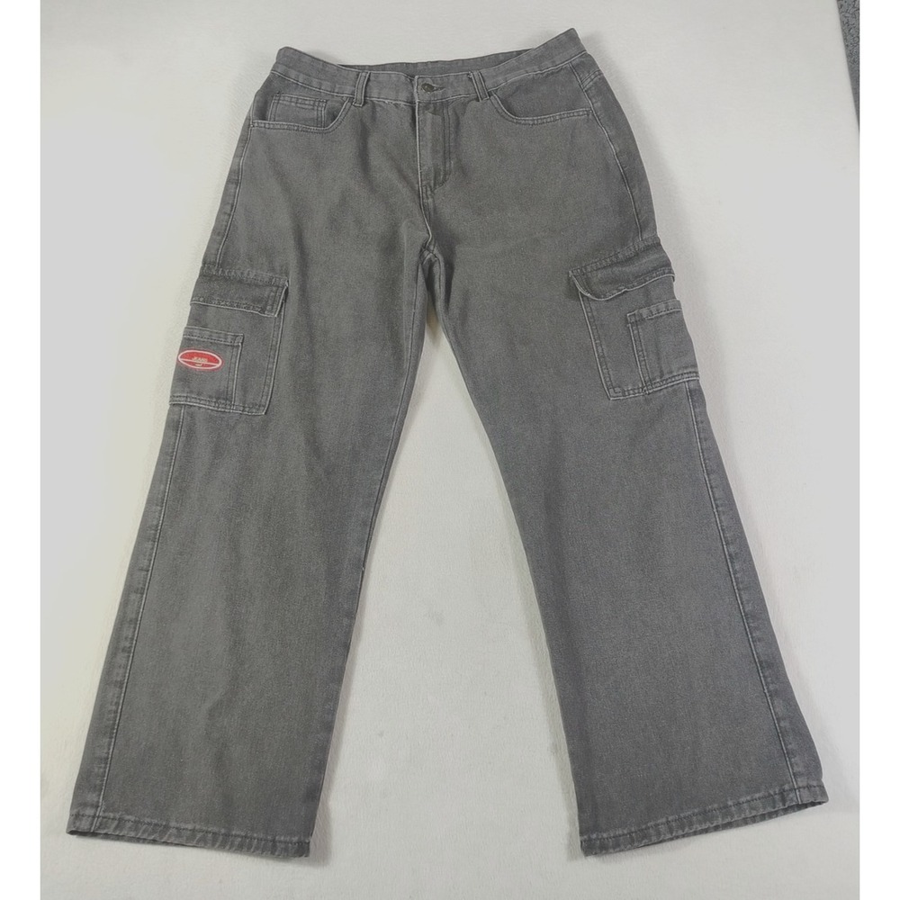Manfinity Jeans Mens 38 Gray Relaxed Wide Leg Cargo Denim‎ Streetwear Baggy